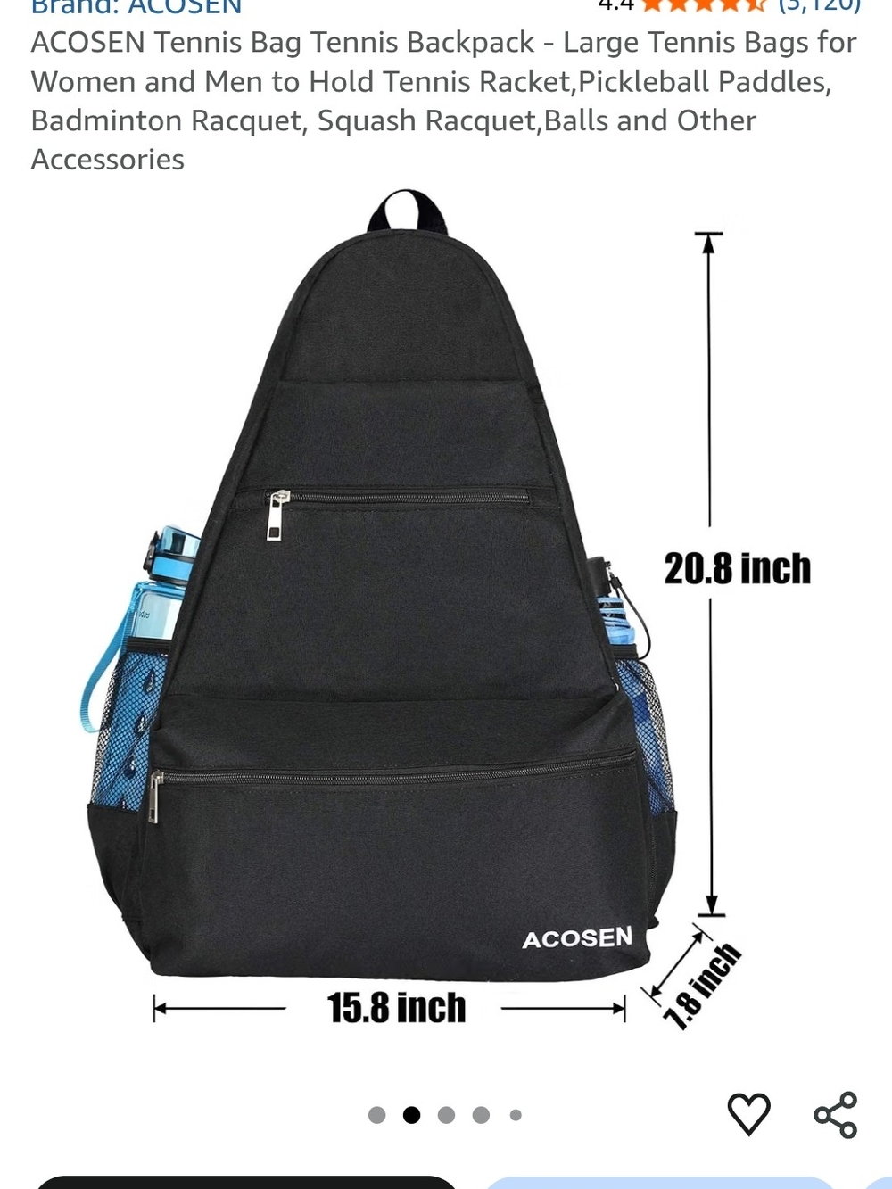 Black Tennis Backpack for Men